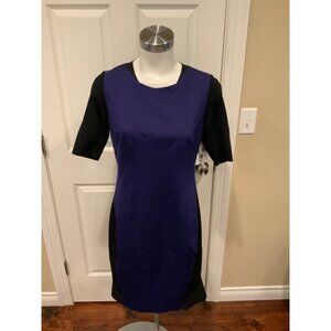 Elle Tahari Dark Blue & Black Color Block Sheath Dress, Size 6